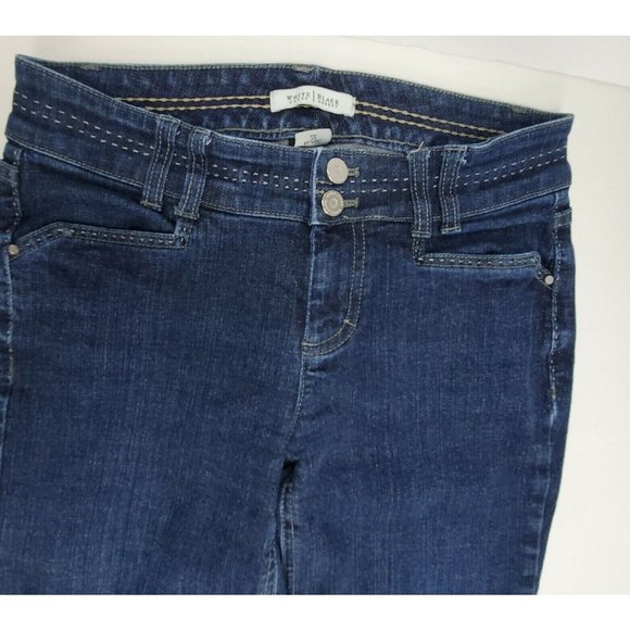 WHBM Womens Jeans sz 2R Blanc Trouser Leg mid rise med/dark wash - Picture 8 of 11